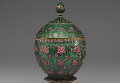 图片[2]-Gilt silver champleve lidded jar with ruby inlay, 18th century, Mughal empire-China Archive